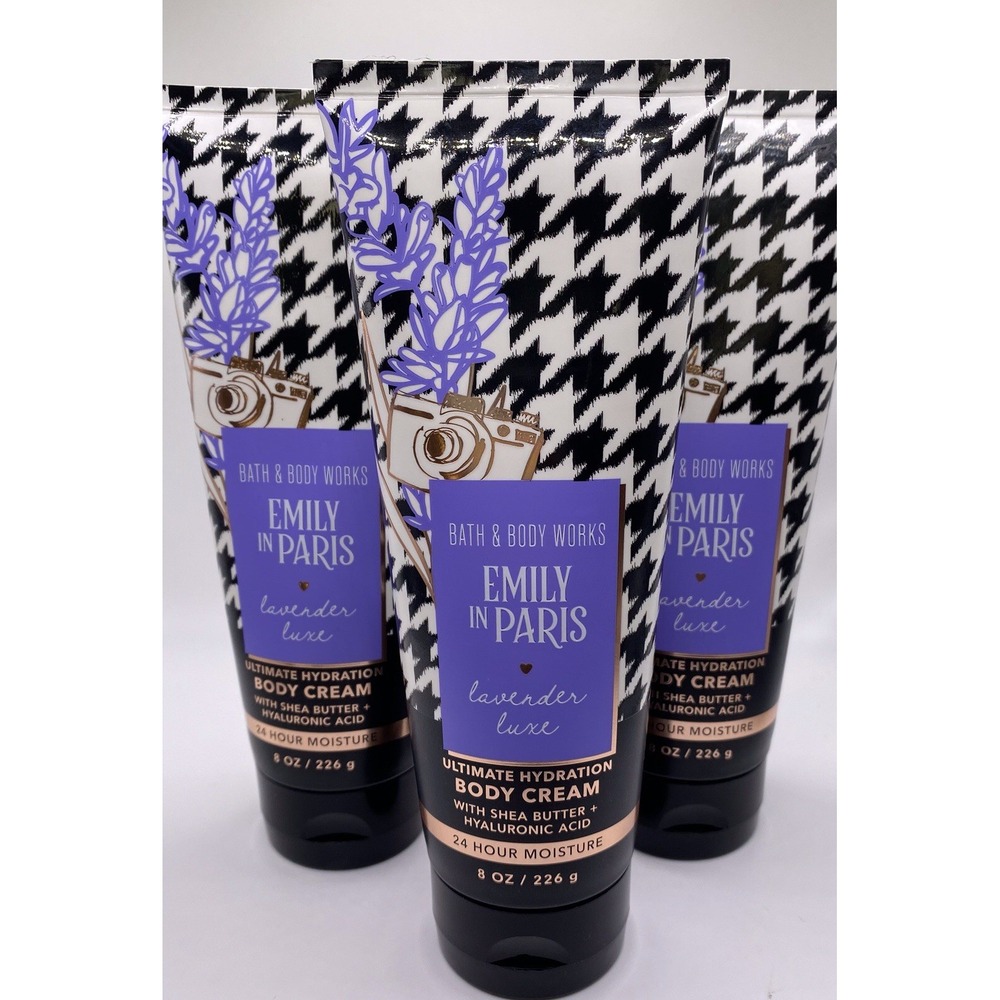 NEW 3 BATH & BODY WORKS EMILY IN PARIS LAVENDER LUXE SHEA BUTTER BODY CREAM 8 OZ